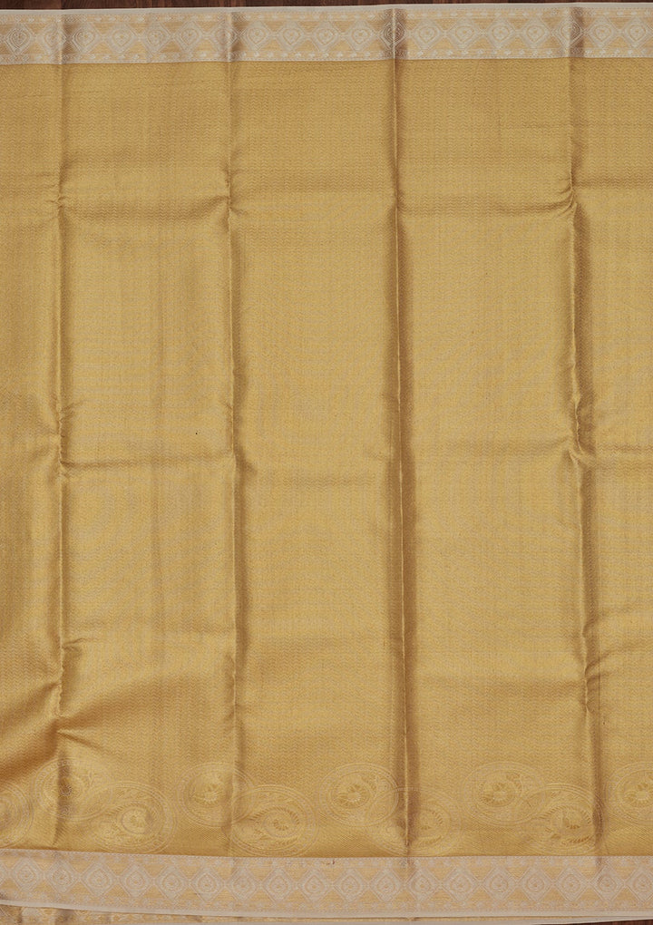 Lemon Yellow Zariwork Tissue Silk Saree-Koskii