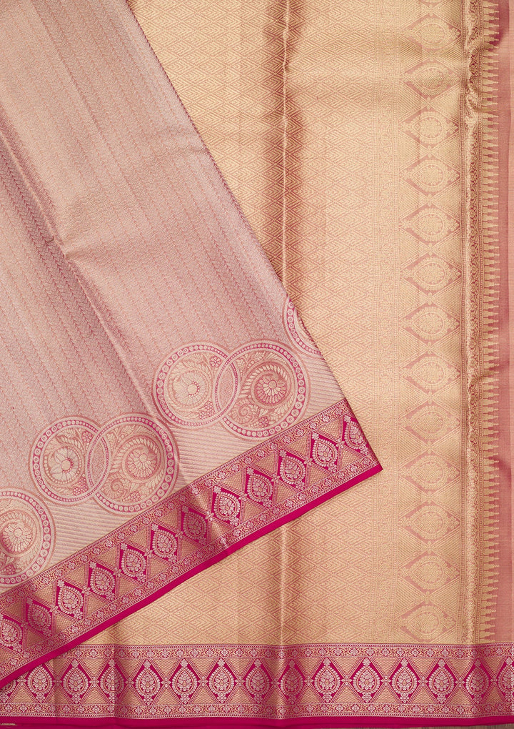 Pink Zariwork Tissue Silk Saree-Koskii