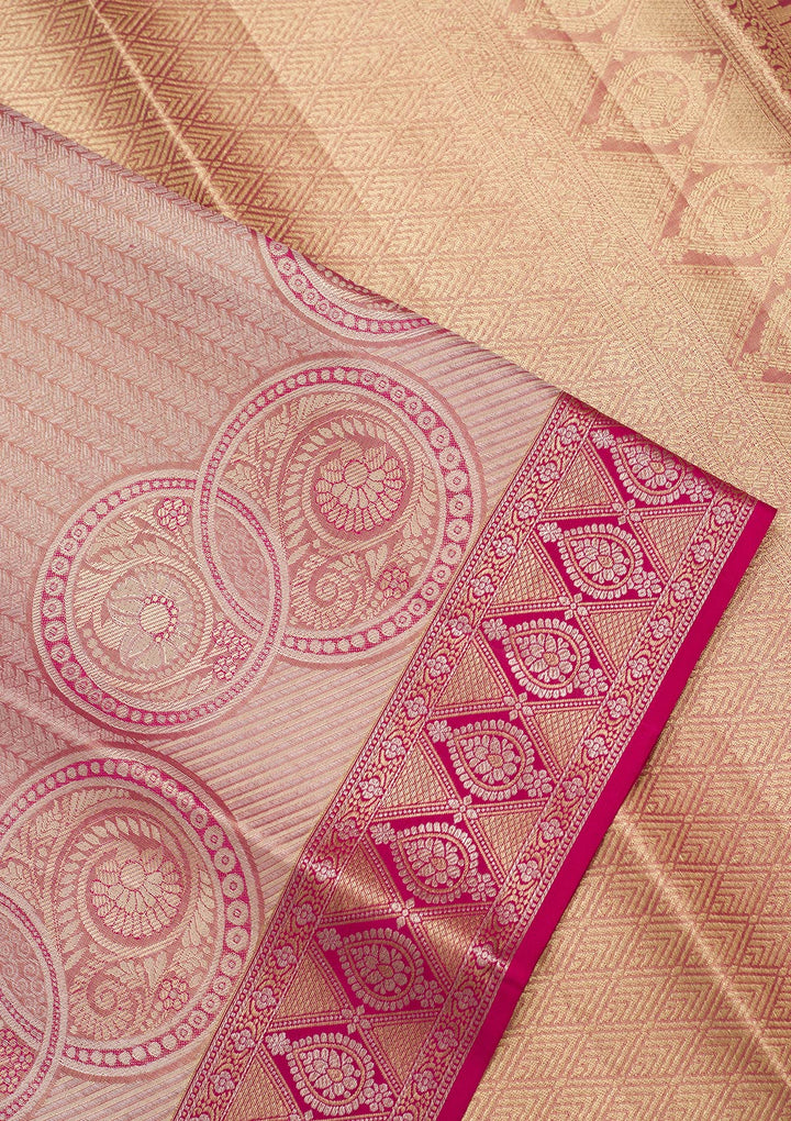 Pink Zariwork Tissue Silk Saree-Koskii