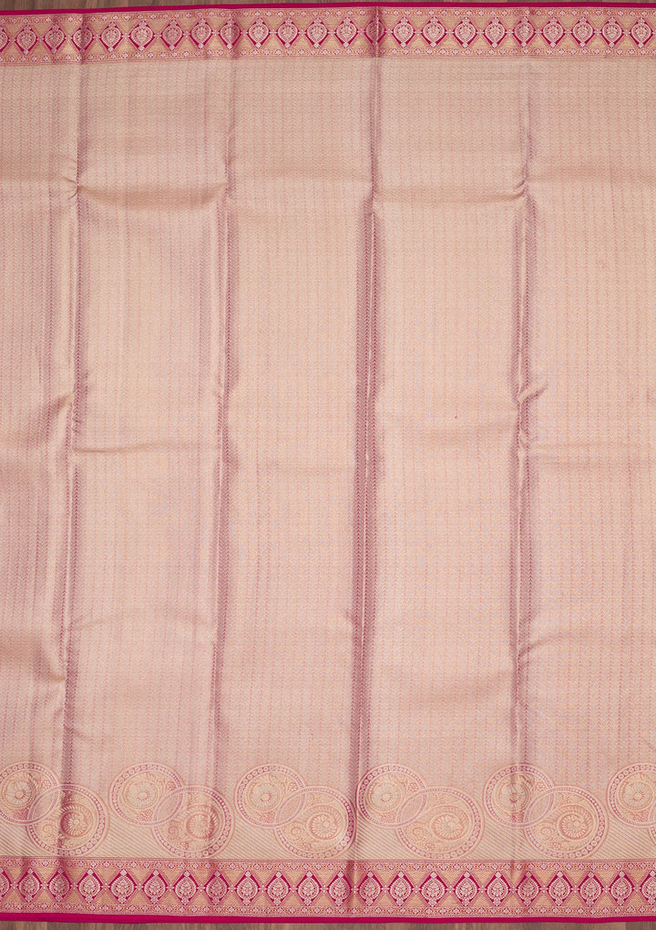 Pink Zariwork Tissue Silk Saree-Koskii