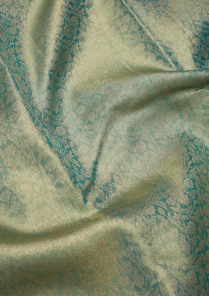 Leaf Green Zariwork Tissue Silk Saree-Koskii