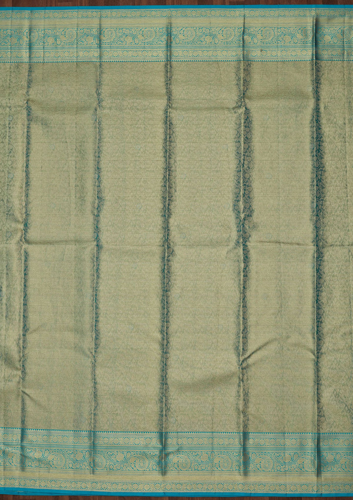 Leaf Green Zariwork Tissue Silk Saree-Koskii