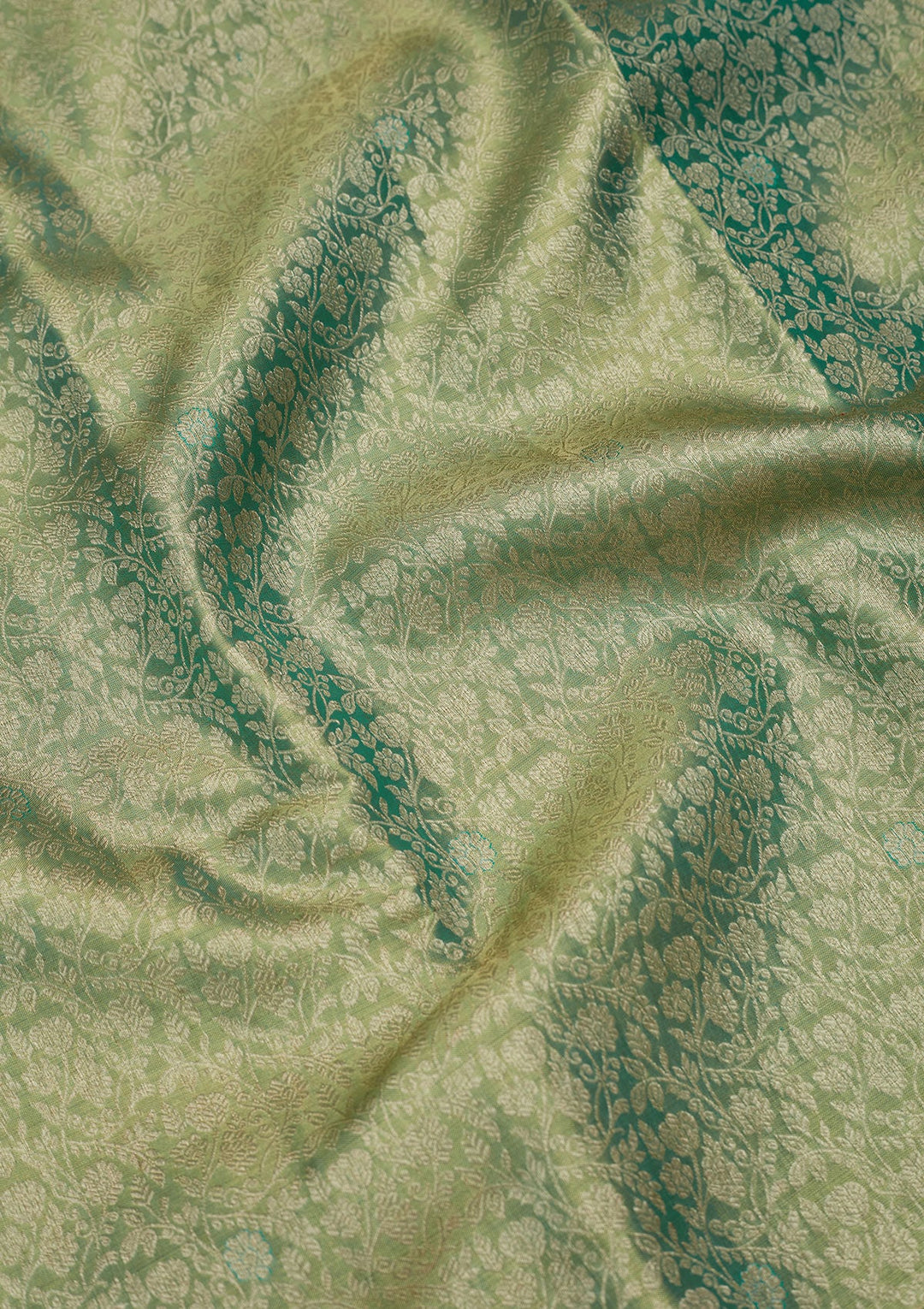 Rama Green Zariwork Tissue Silk Saree-Koskii