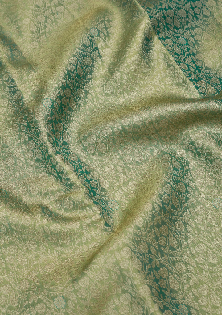 Rama Green Zariwork Tissue Silk Saree-Koskii