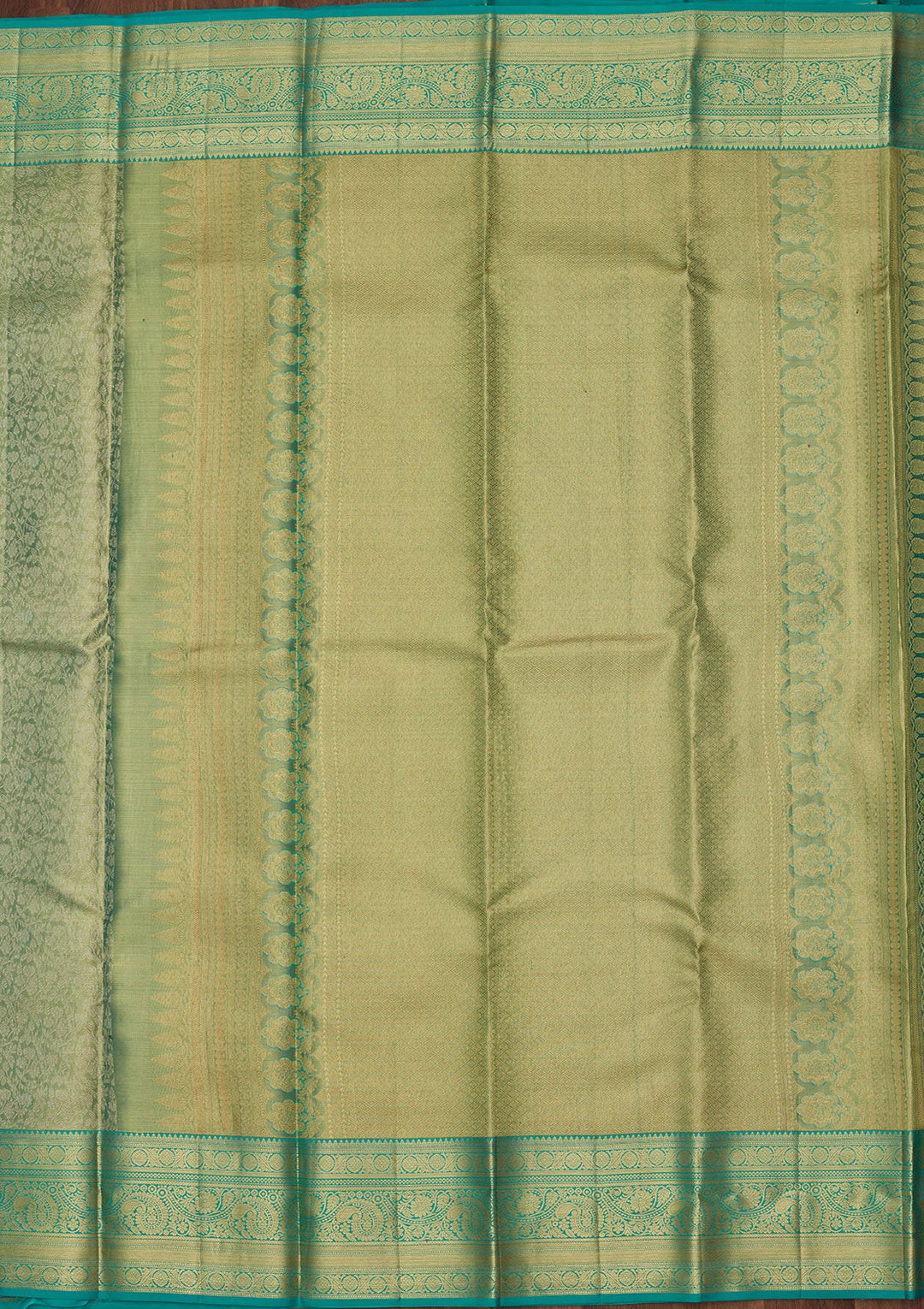 Rama Green Zariwork Tissue Silk Saree-Koskii