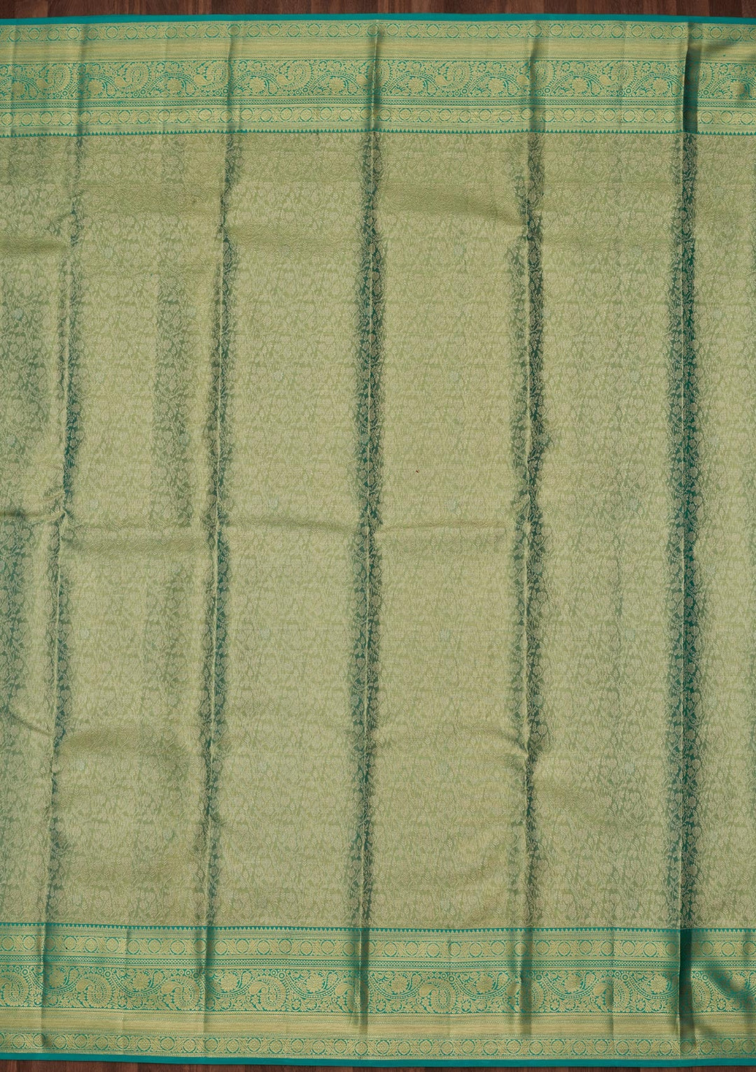 Rama Green Zariwork Tissue Silk Saree-Koskii