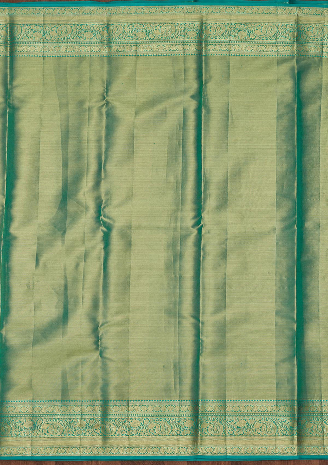 Rama Green Zariwork Tissue Silk Saree-Koskii