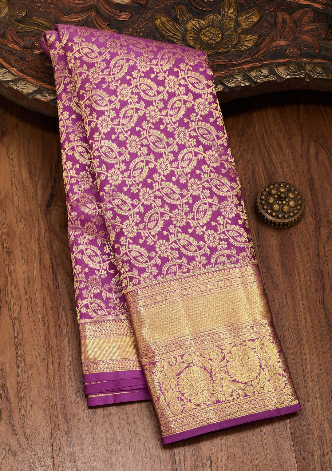 Purple Zariwork Pure Silk Saree-Koskii