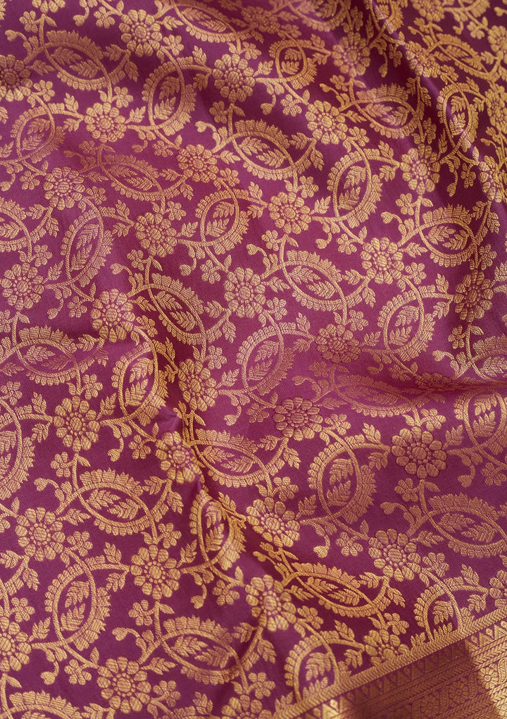Purple Zariwork Pure Silk Saree-Koskii