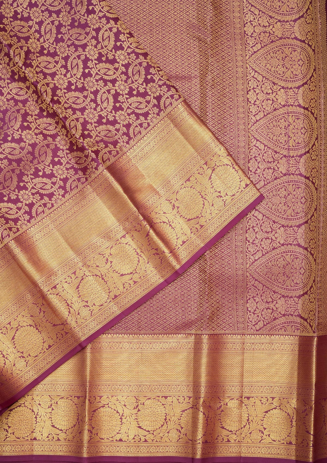 Purple Zariwork Pure Silk Saree-Koskii