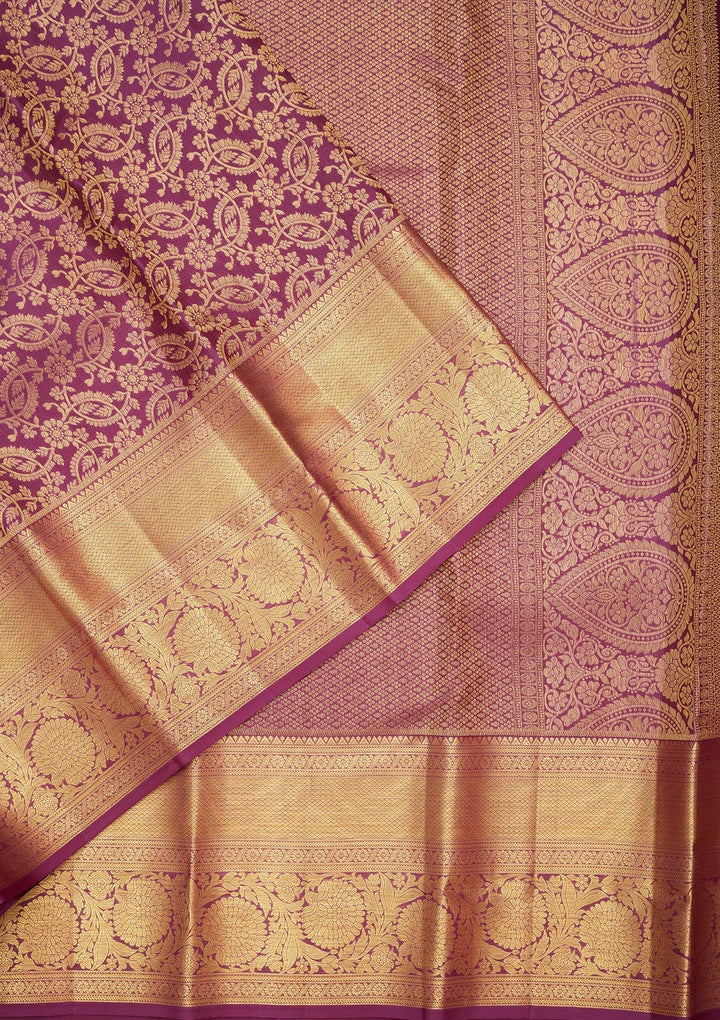 Purple Zariwork Pure Silk Saree-Koskii