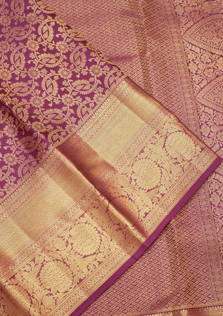 Purple Zariwork Pure Silk Saree-Koskii