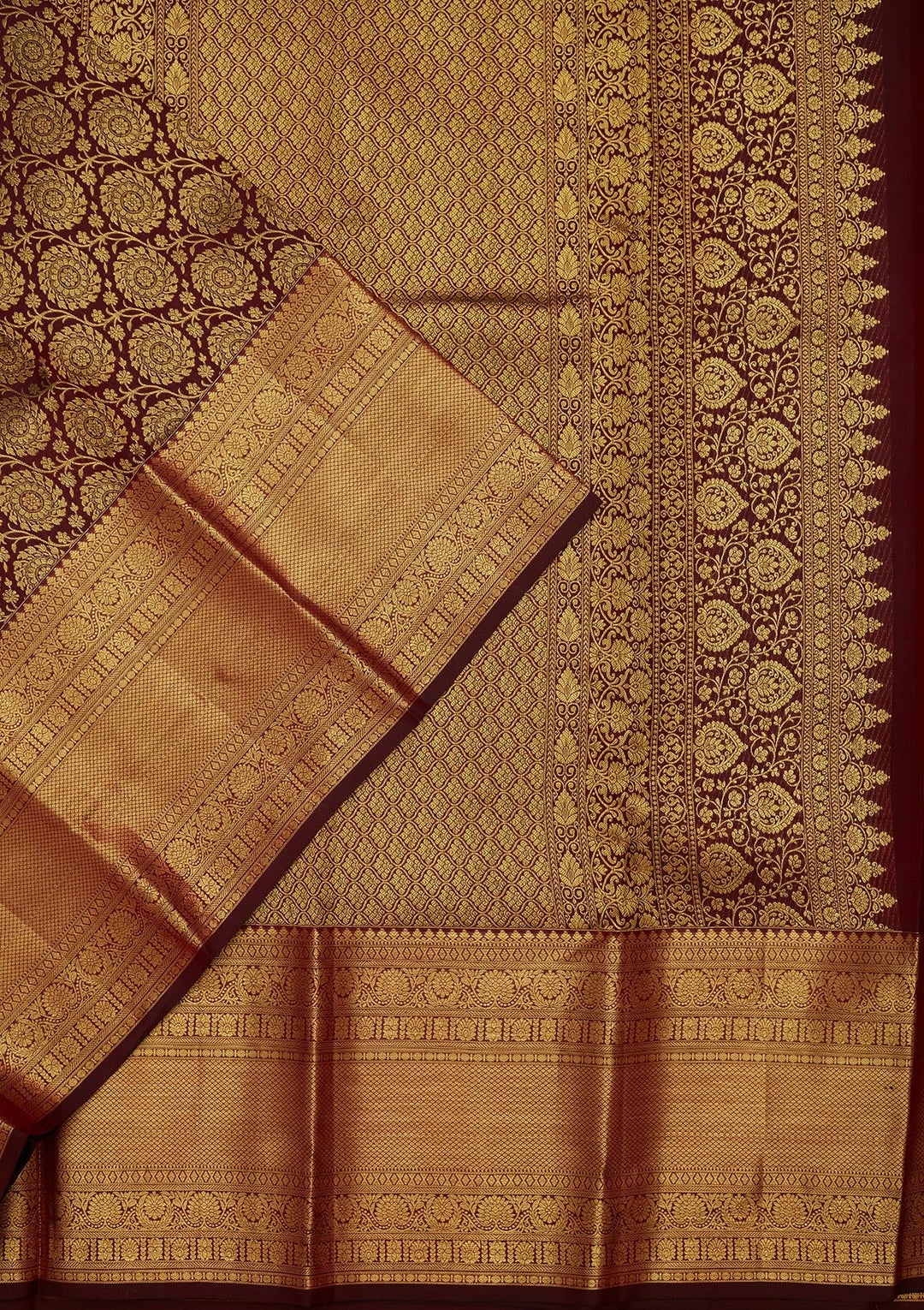 Wine Zariwork Pure Silk Saree-Koskii