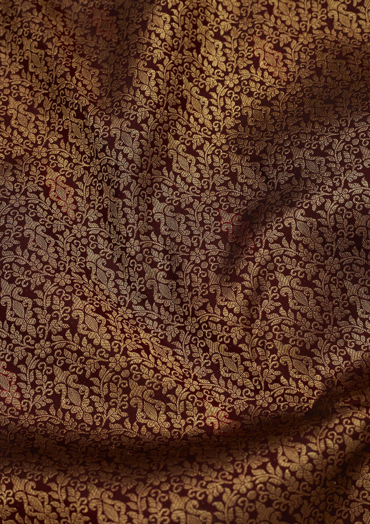 Brown Zariwork Pure Silk Saree-Koskii