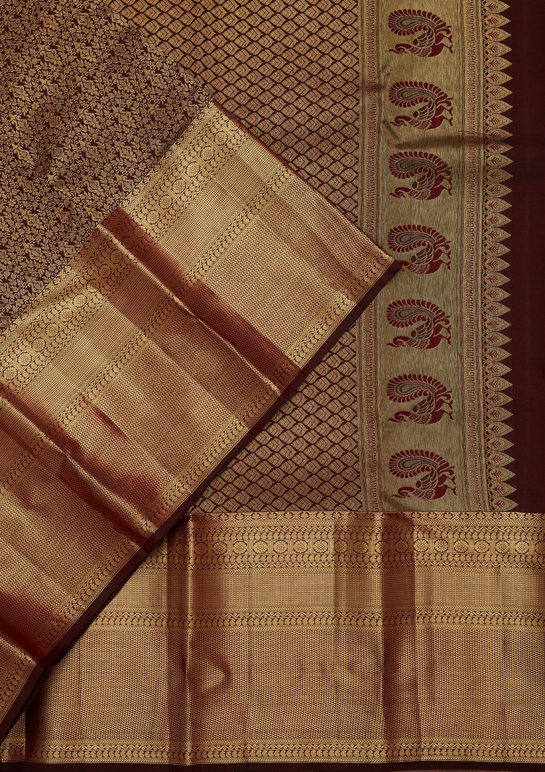 Brown Zariwork Pure Silk Saree-Koskii