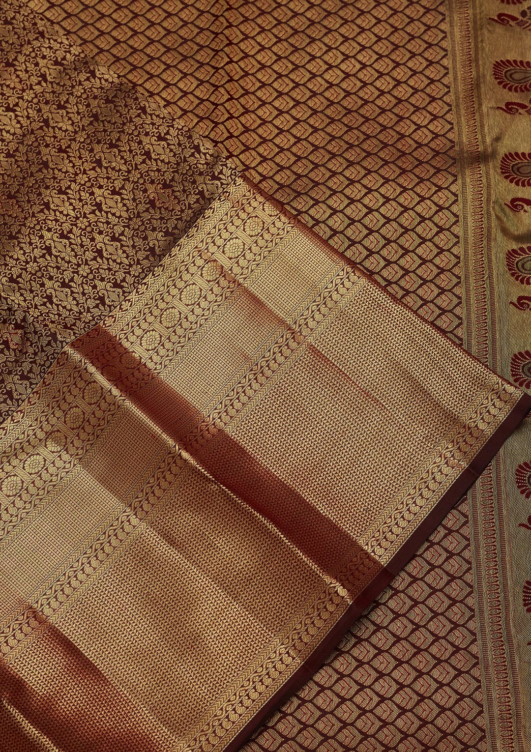 Brown Zariwork Pure Silk Saree-Koskii