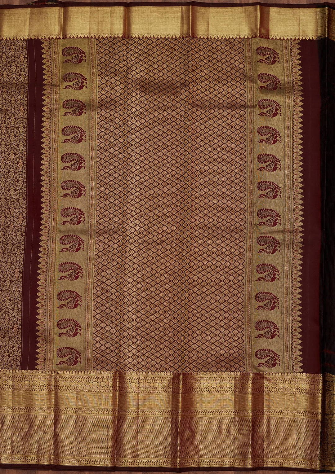 Brown Zariwork Pure Silk Saree-Koskii