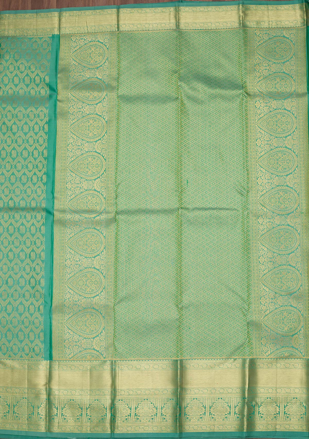 Rama Green Zariwork Pure Silk Saree-Koskii