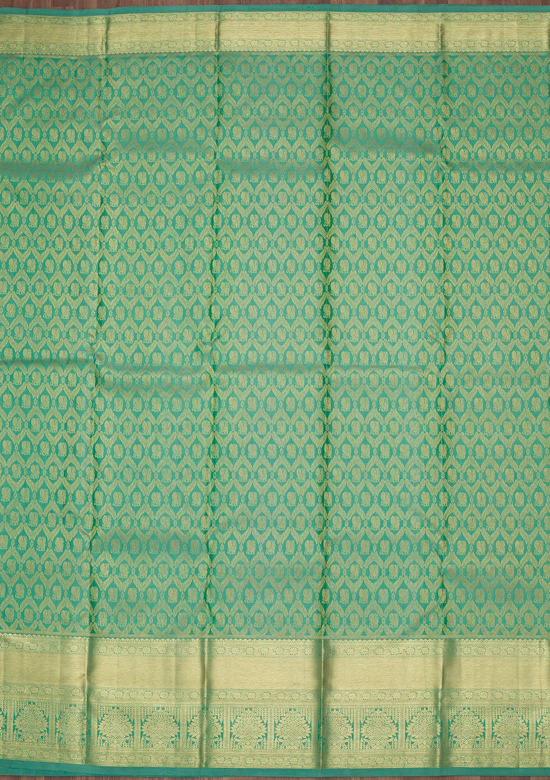 Rama Green Zariwork Pure Silk Saree-Koskii