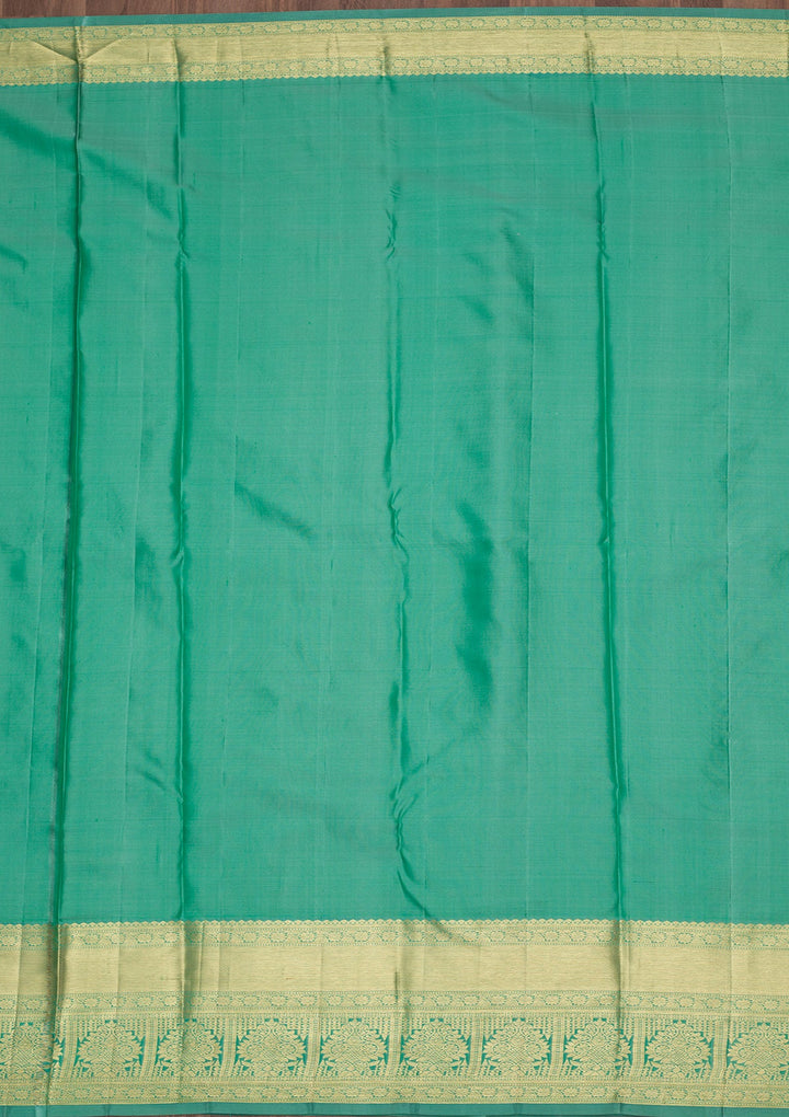Rama Green Zariwork Pure Silk Saree-Koskii