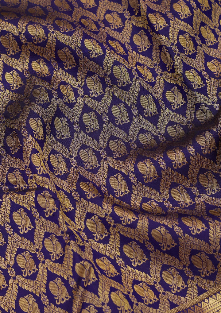 Royal Blue Zariwork Pure Silk Saree-Koskii