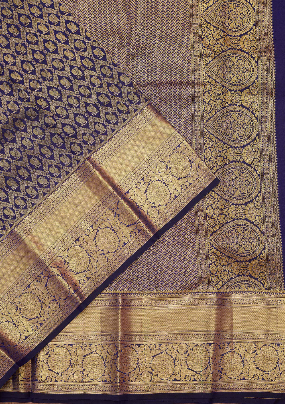 Royal Blue Zariwork Pure Silk Saree-Koskii