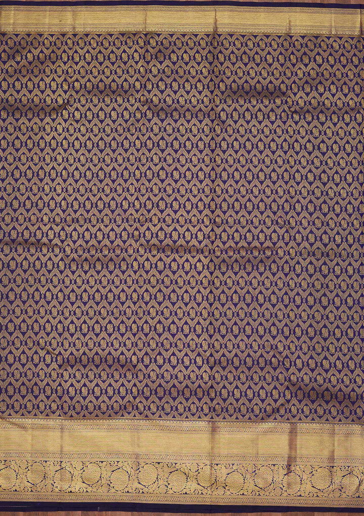 Royal Blue Zariwork Pure Silk Saree-Koskii