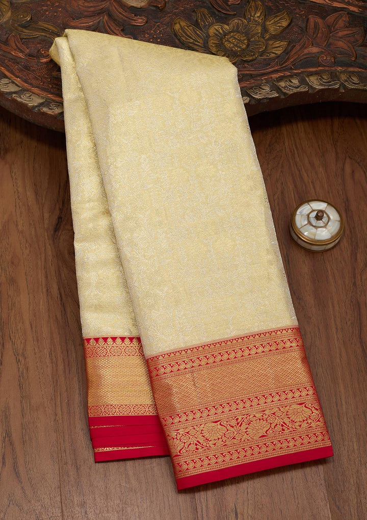 Pista Green Zariwork Tissue Silk Saree-Koskii