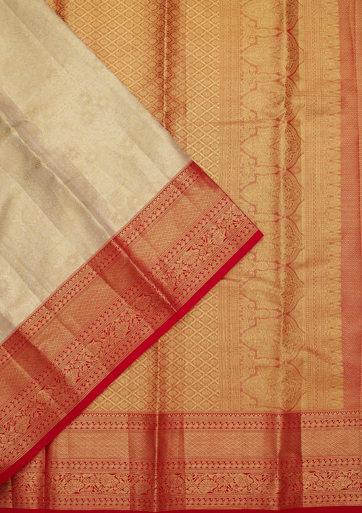 Pista Green Zariwork Tissue Silk Saree-Koskii