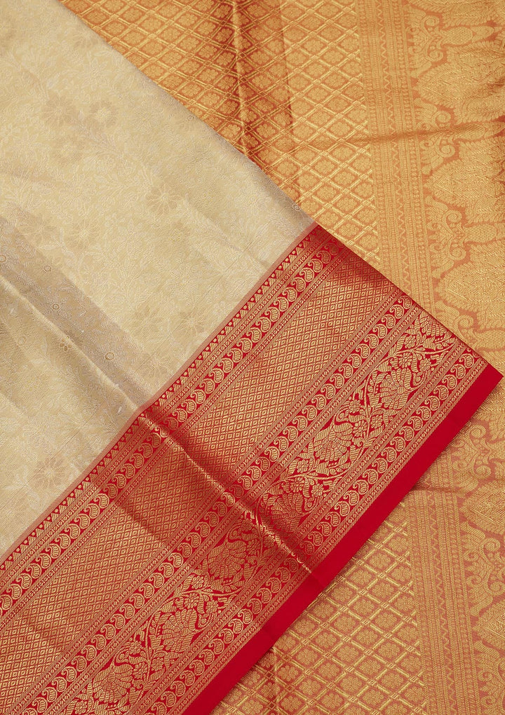 Pista Green Zariwork Tissue Silk Saree-Koskii