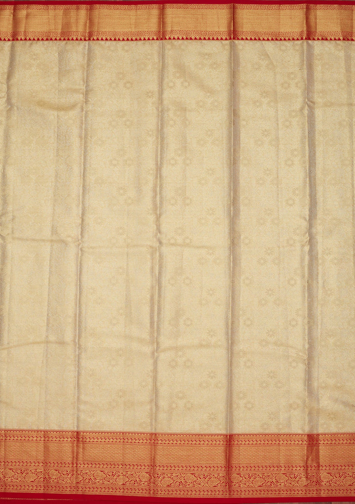 Pista Green Zariwork Tissue Silk Saree-Koskii