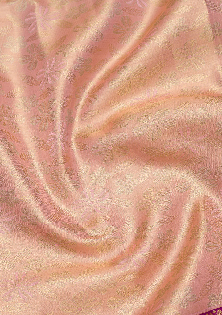 Peach Zariwork Tissue Silk Saree-Koskii