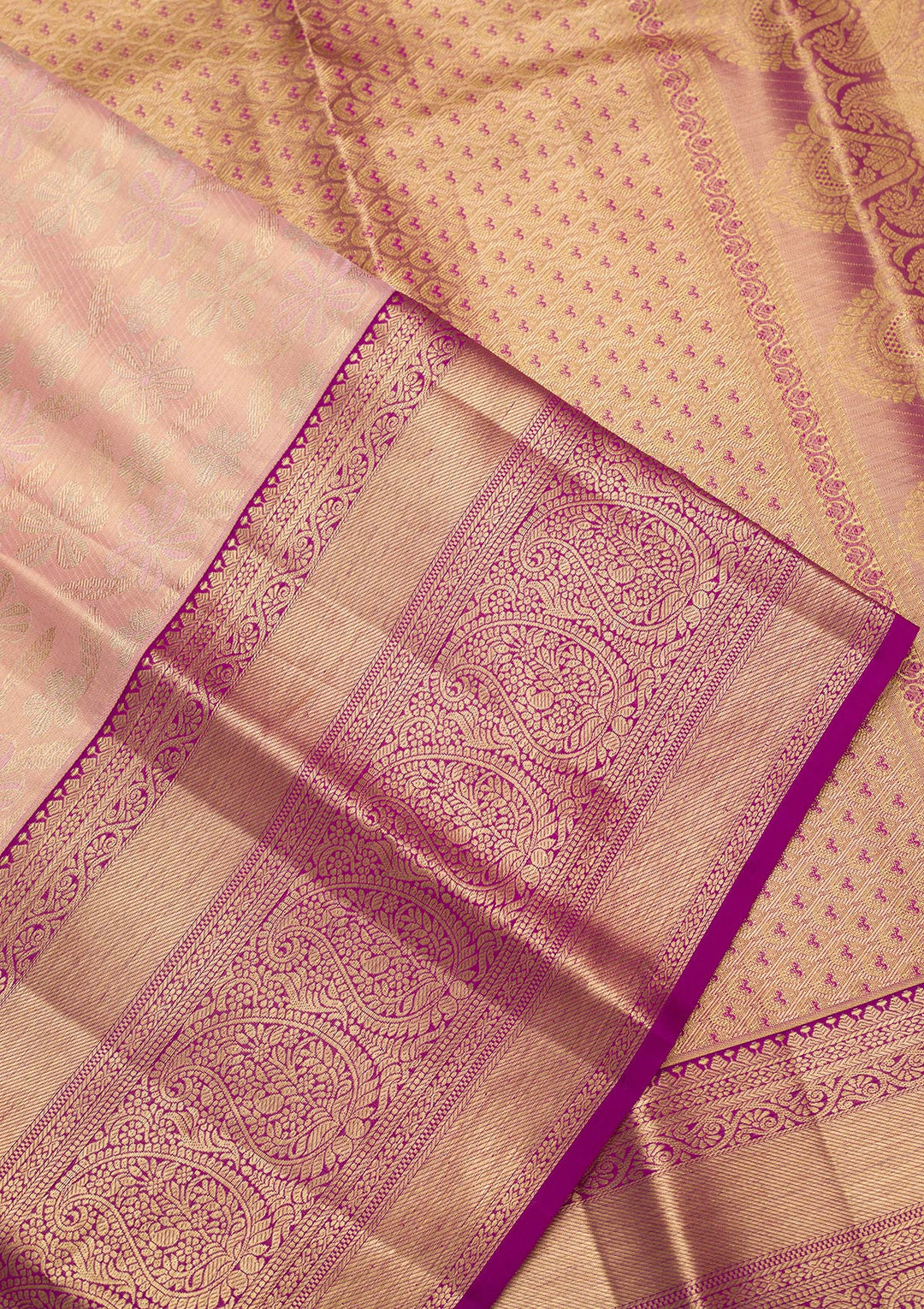 Peach Zariwork Tissue Silk Saree-Koskii