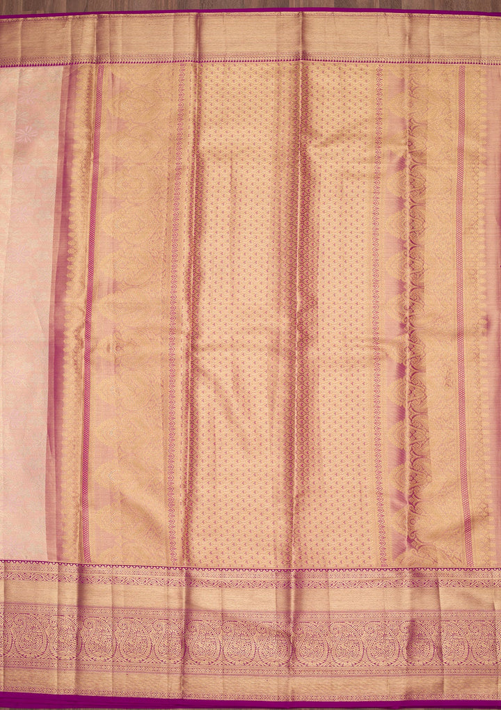 Peach Zariwork Tissue Silk Saree-Koskii
