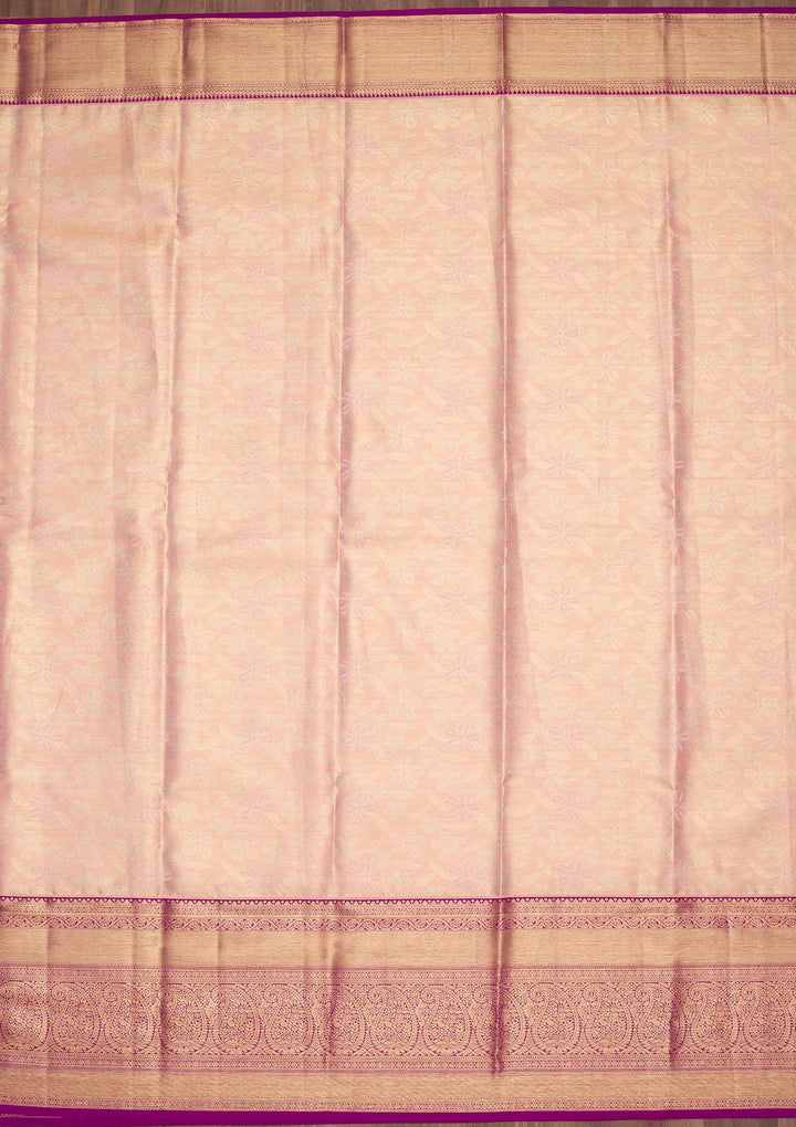 Peach Zariwork Tissue Silk Saree-Koskii