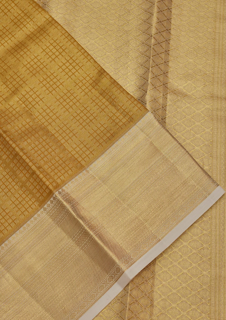 Lemon Yellow Zariwork Tissue Silk Saree-Koskii