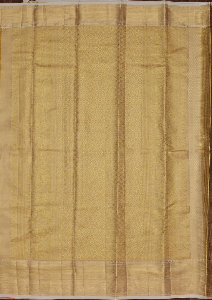 Lemon Yellow Zariwork Tissue Silk Saree-Koskii