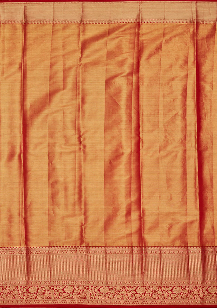 Peacock Blue Zariwork Tissue Silk Saree-Koskii