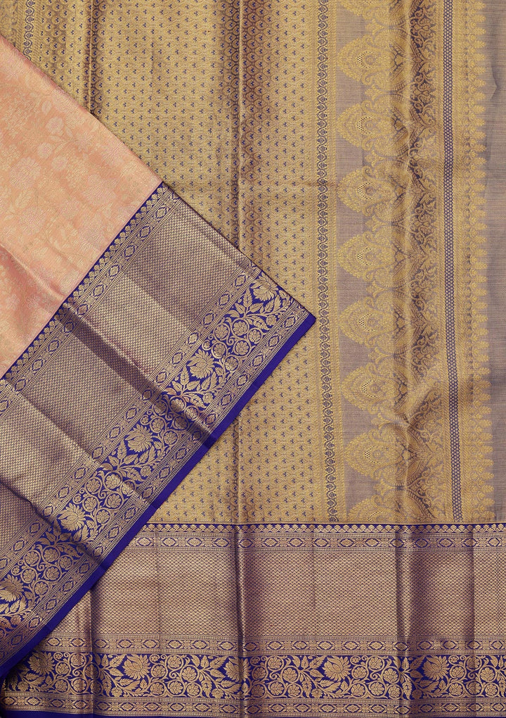 Peach Zariwork Tissue Silk Saree-Koskii