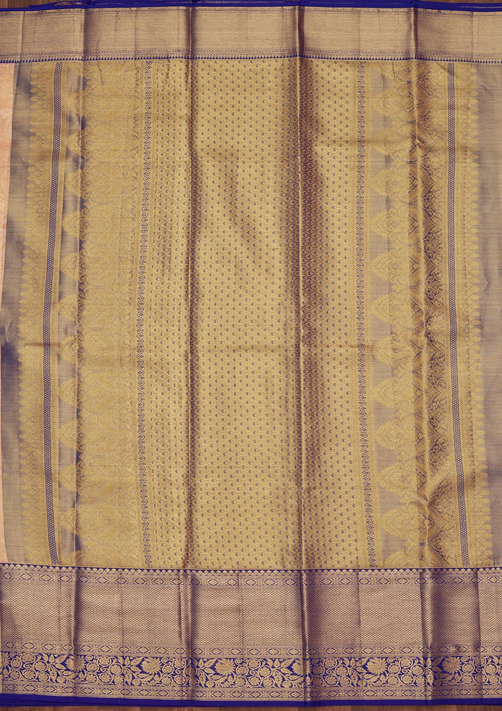 Peach Zariwork Tissue Silk Saree-Koskii