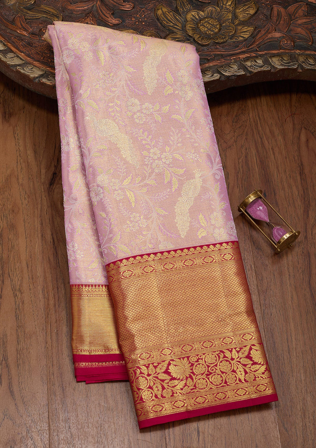 Lavender Zariwork Tissue Silk Saree-Koskii