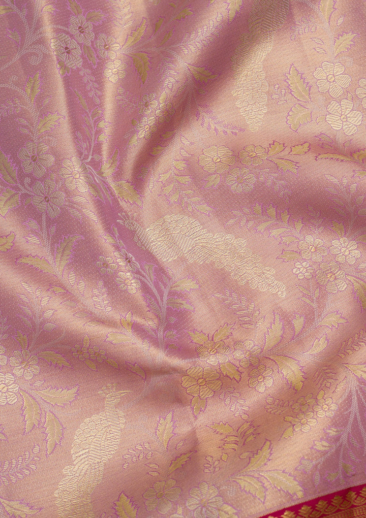 Lavender Zariwork Tissue Silk Saree-Koskii