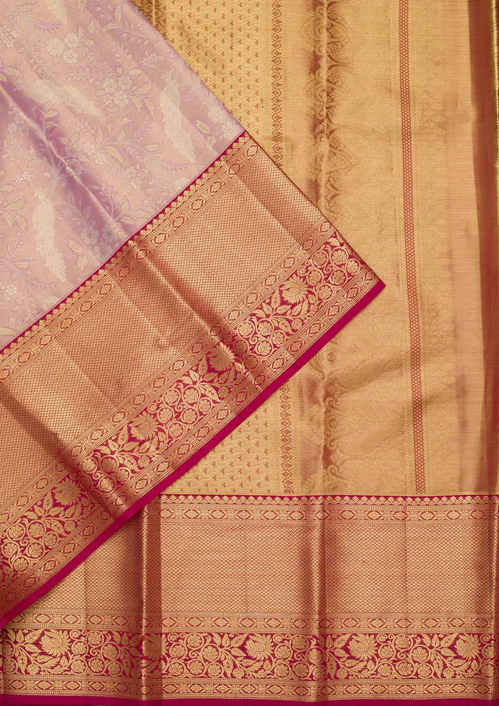 Lavender Zariwork Tissue Silk Saree-Koskii