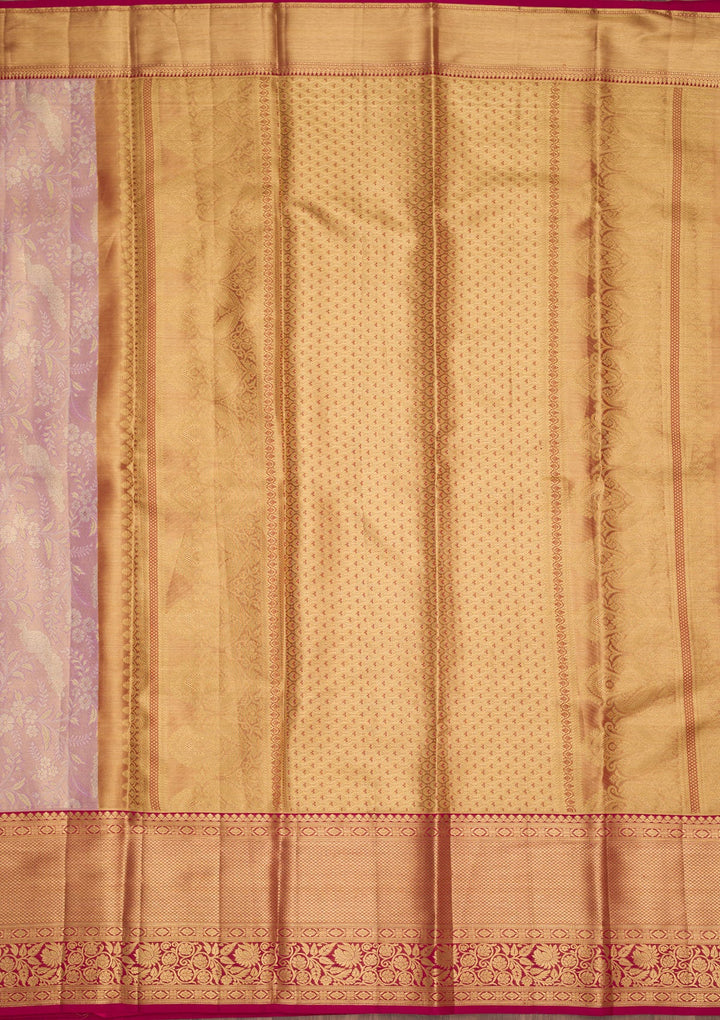 Lavender Zariwork Tissue Silk Saree-Koskii