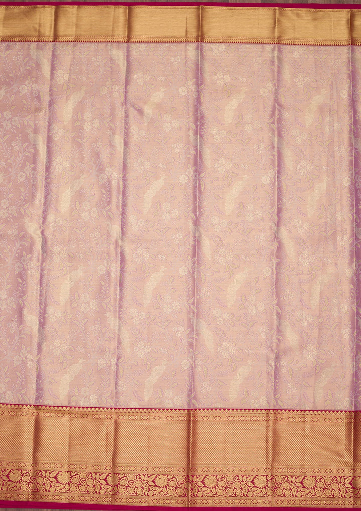 Lavender Zariwork Tissue Silk Saree-Koskii