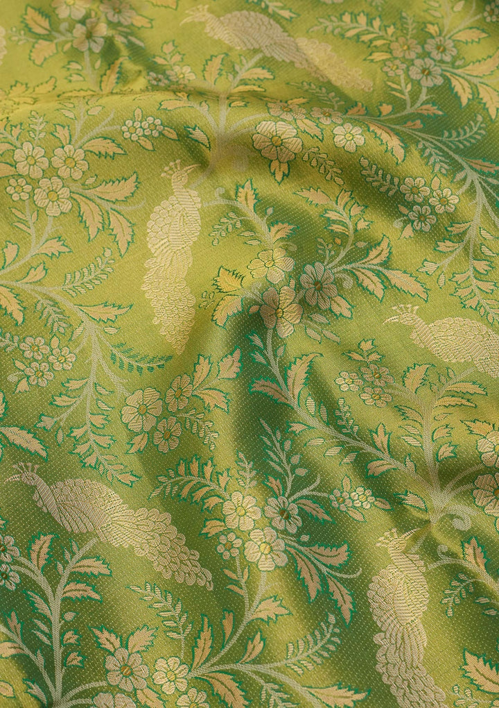 Mehandi Green Zariwork Tissue Silk Saree-Koskii