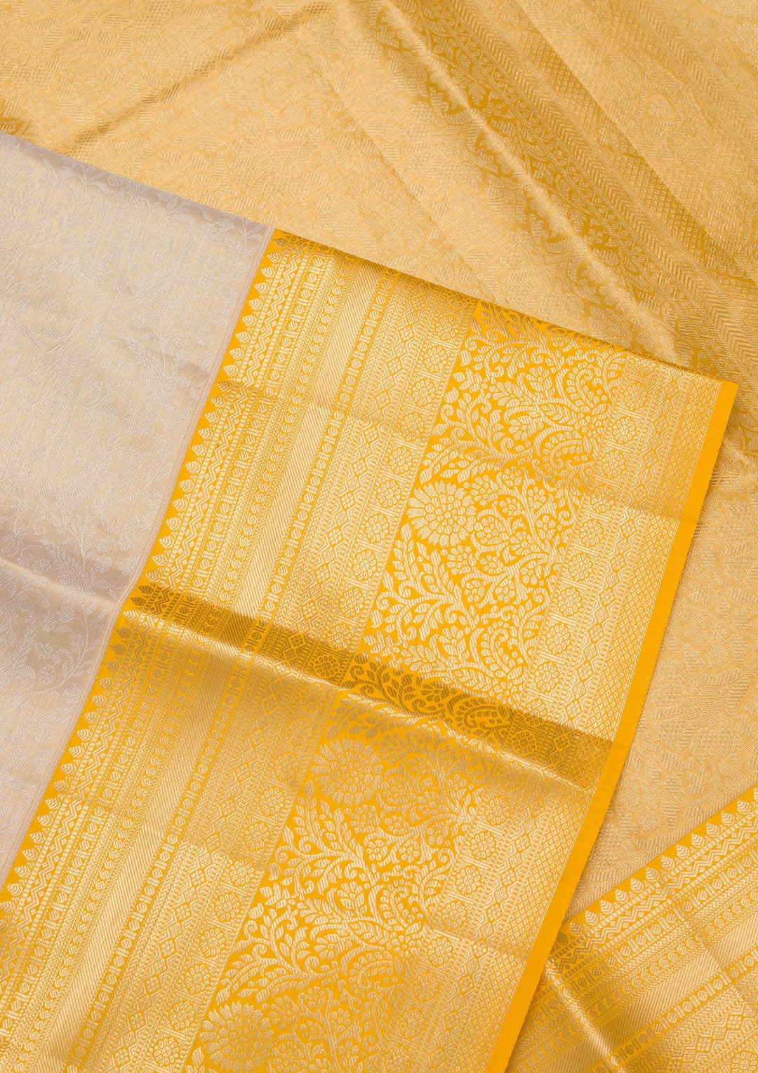 Cream Zariwork Tissue Silk Saree-Koskii