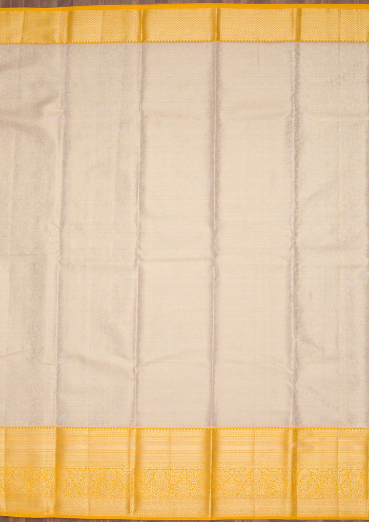 Cream Zariwork Tissue Silk Saree-Koskii