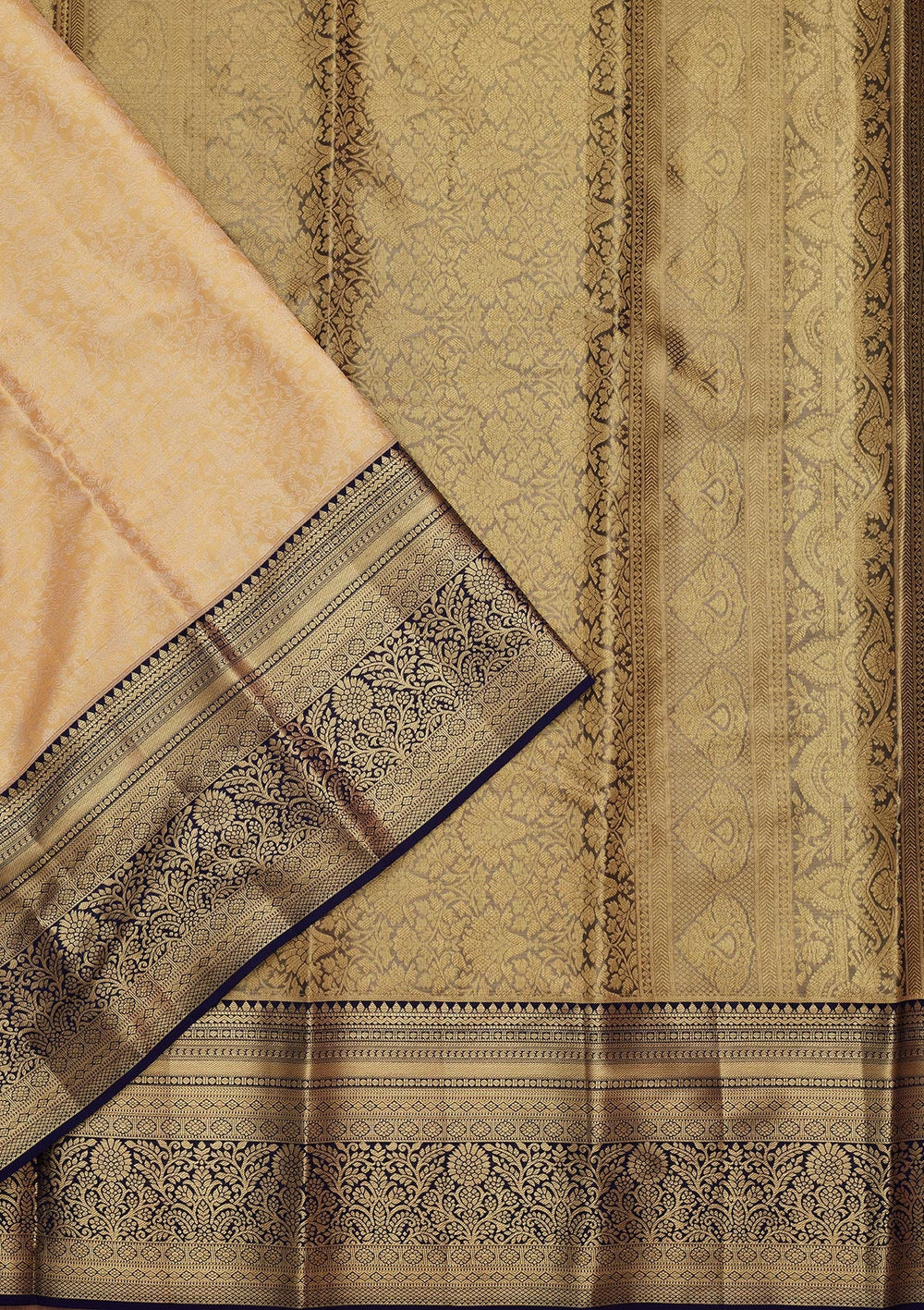 Rama Green Zariwork Pure Silk Saree-Koskii