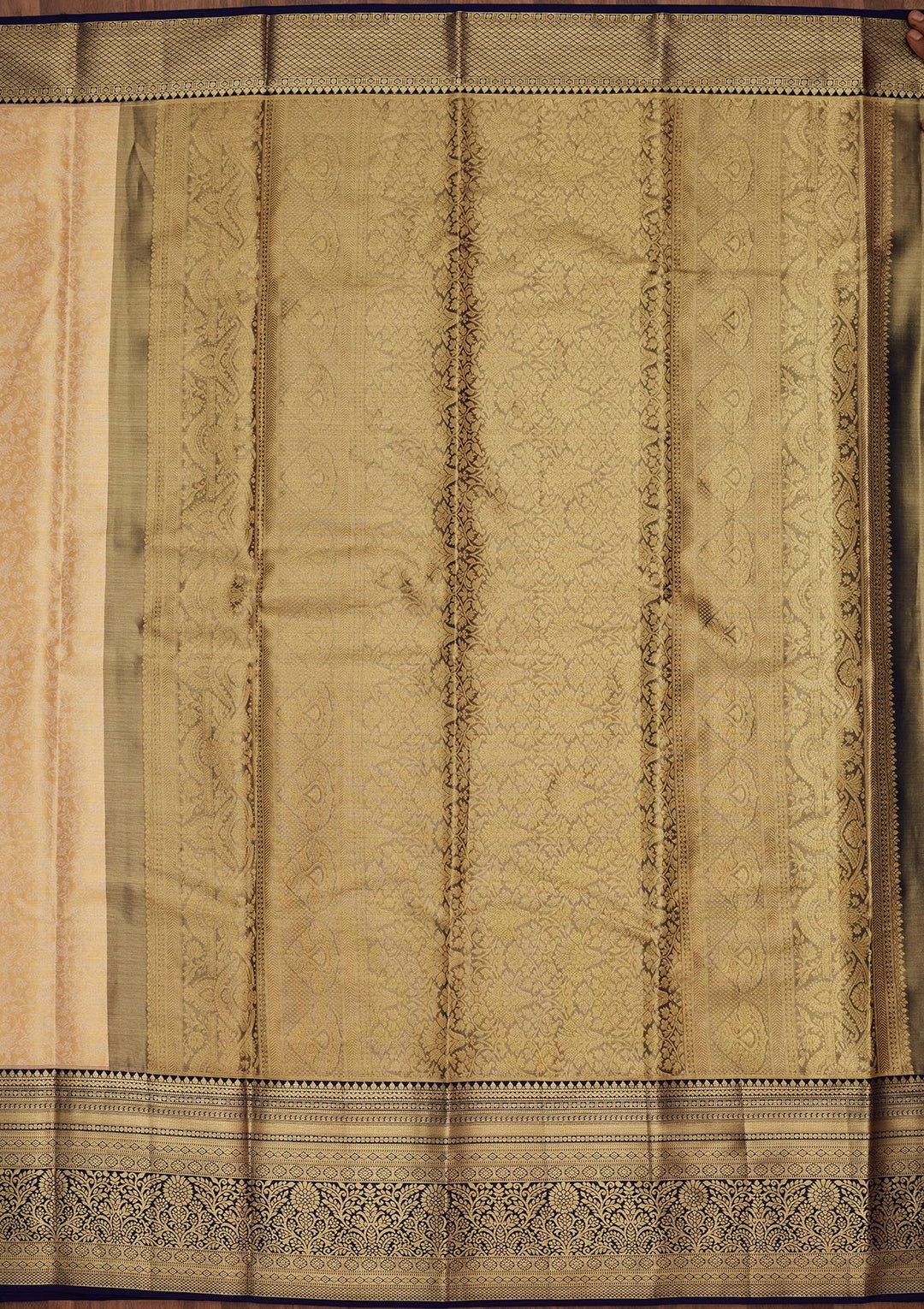 Rama Green Zariwork Pure Silk Saree-Koskii